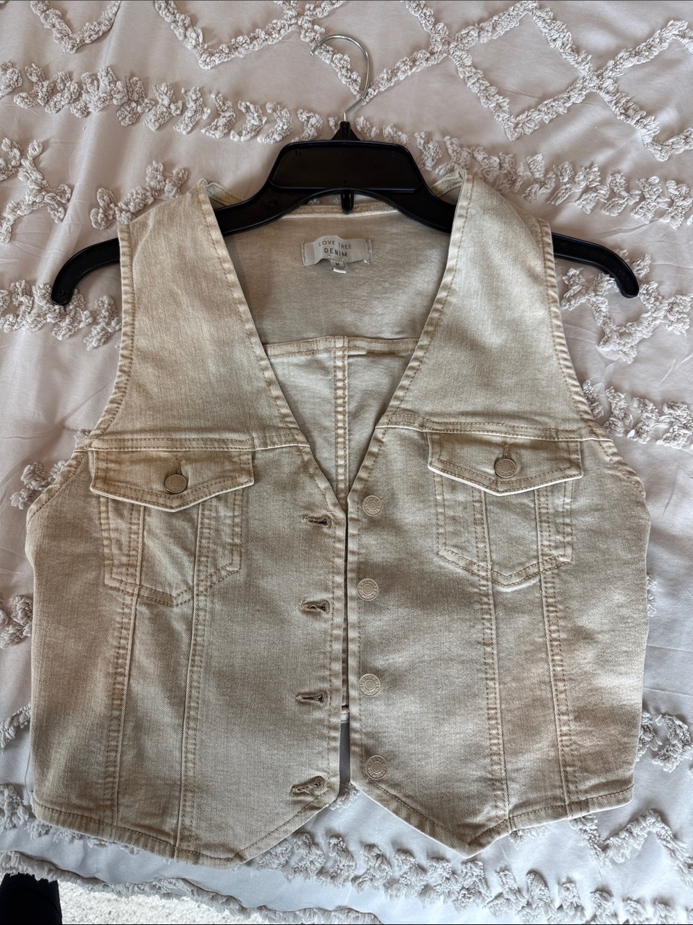 Love Tree Beige/Cream Denim Vest